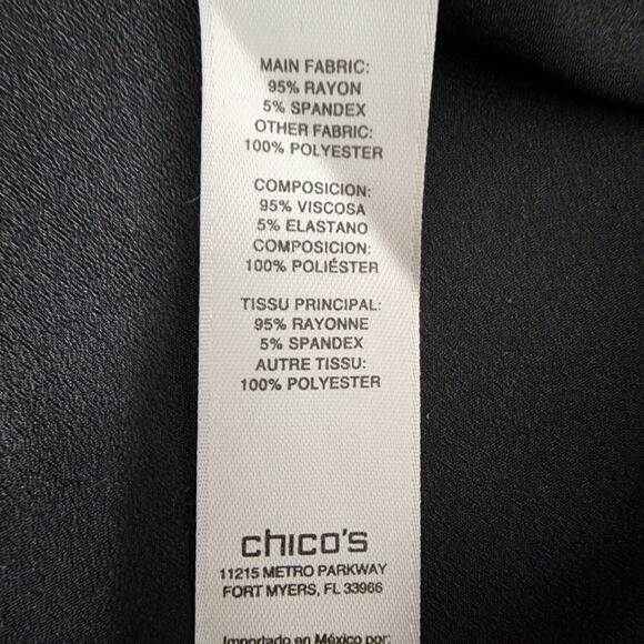 Chicos Leopard Chic Knit Tunic Top Medium Black Panel Hem 3/4 Sleeve Mixed Media - Picture 9 of 12